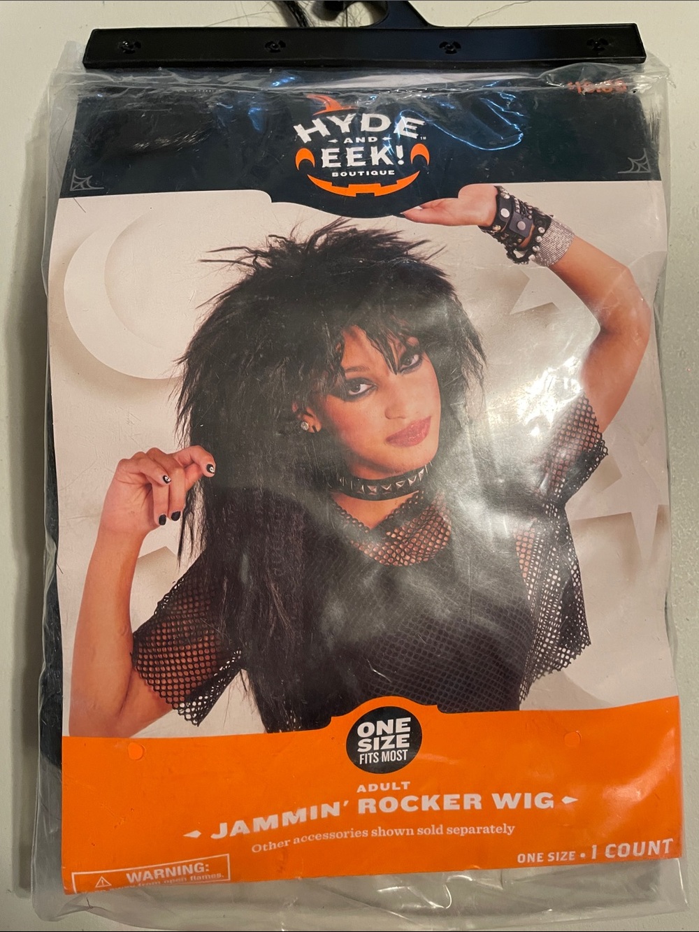 Halloween Black Adult Jammin' Rocker Wig - Black New